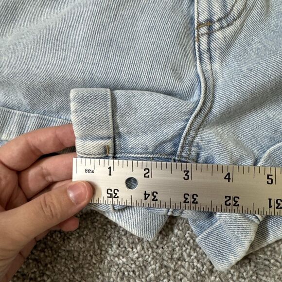 PacSun Shorts Womens 23 Light Wash Denim Mom Short High Rise Paperbag Waist - Picture 11 of 12